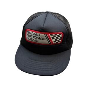 Vintage Grand National Scene Logo Snapback Hat Racing Cap Black